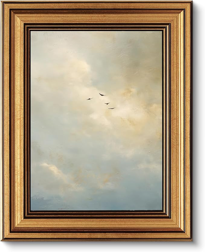 VIYYIEA Vintage Gold Framed Wall Art for Living Room,【Above The Clouds】-(10L x 8W) | Amazon (US)