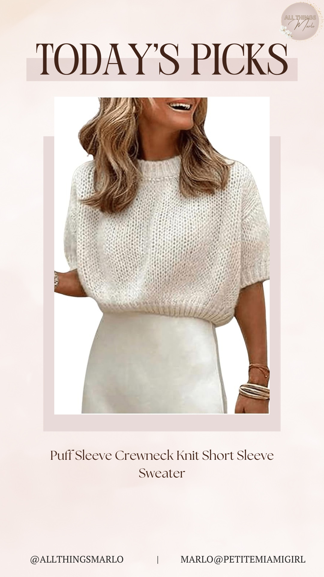 Puff Sleeve Crewneck Knit Short Sleeve Sweater 

 #LTKootd #LTKSeasonal #LTKOver40