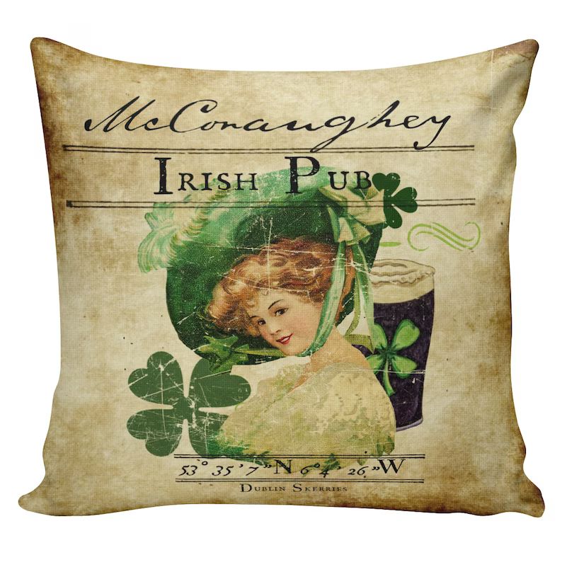 Throw Pillow St Patricks Day Pillow Shamrock PERSONALIZED Irish 100% Cotton Pillow Covers #EHD000... | Etsy (US)