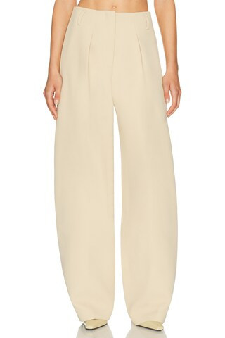 Helsa The Baggy Barrel Trouser in Very Heavy Crepe in Beige | FWRD 
