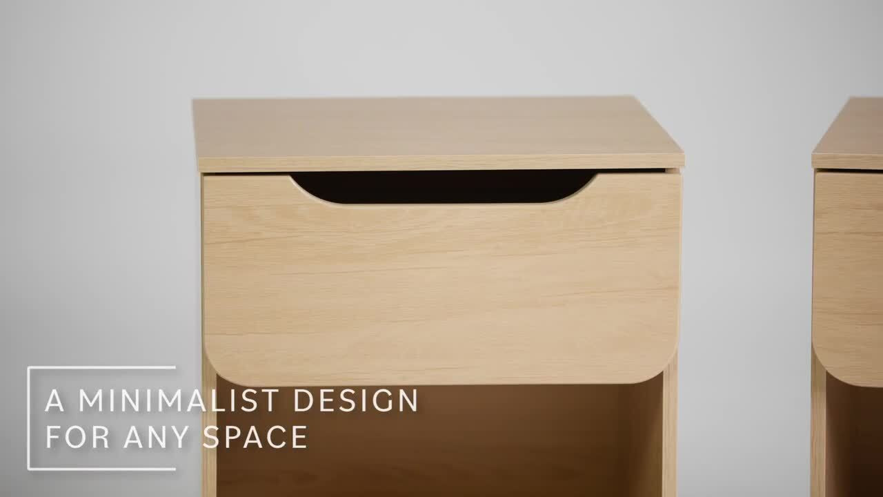 1-Drawer Black Modern Nightstand with Cubby | The Home Depot