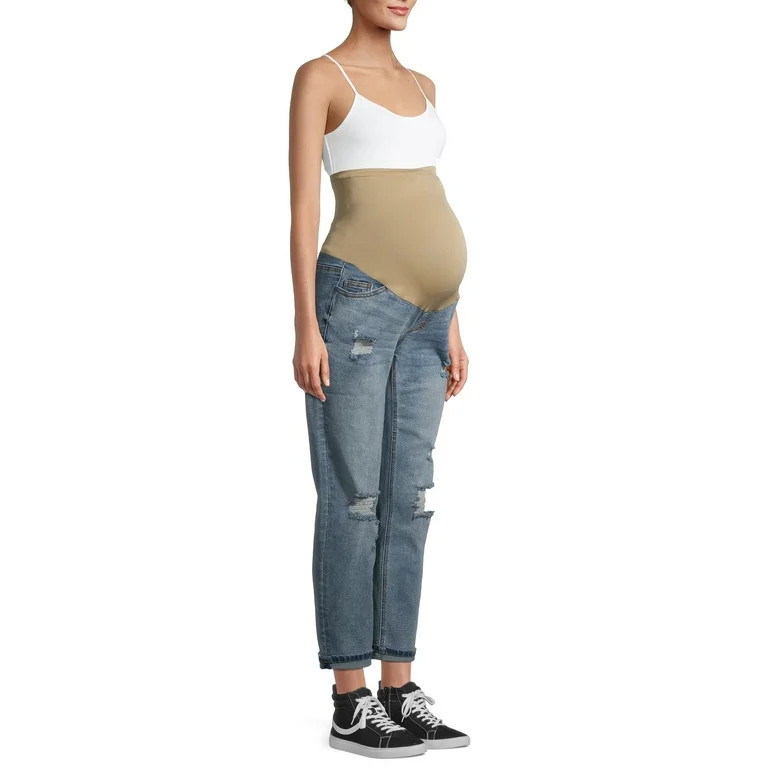 Time and Tru Maternity Boyfriend Jeans with Full Panel | Walmart (US)