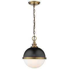 Z-Lite 2 Light Mini Pendant in Matte Black + Factory Bronze Finish | Lamps Plus