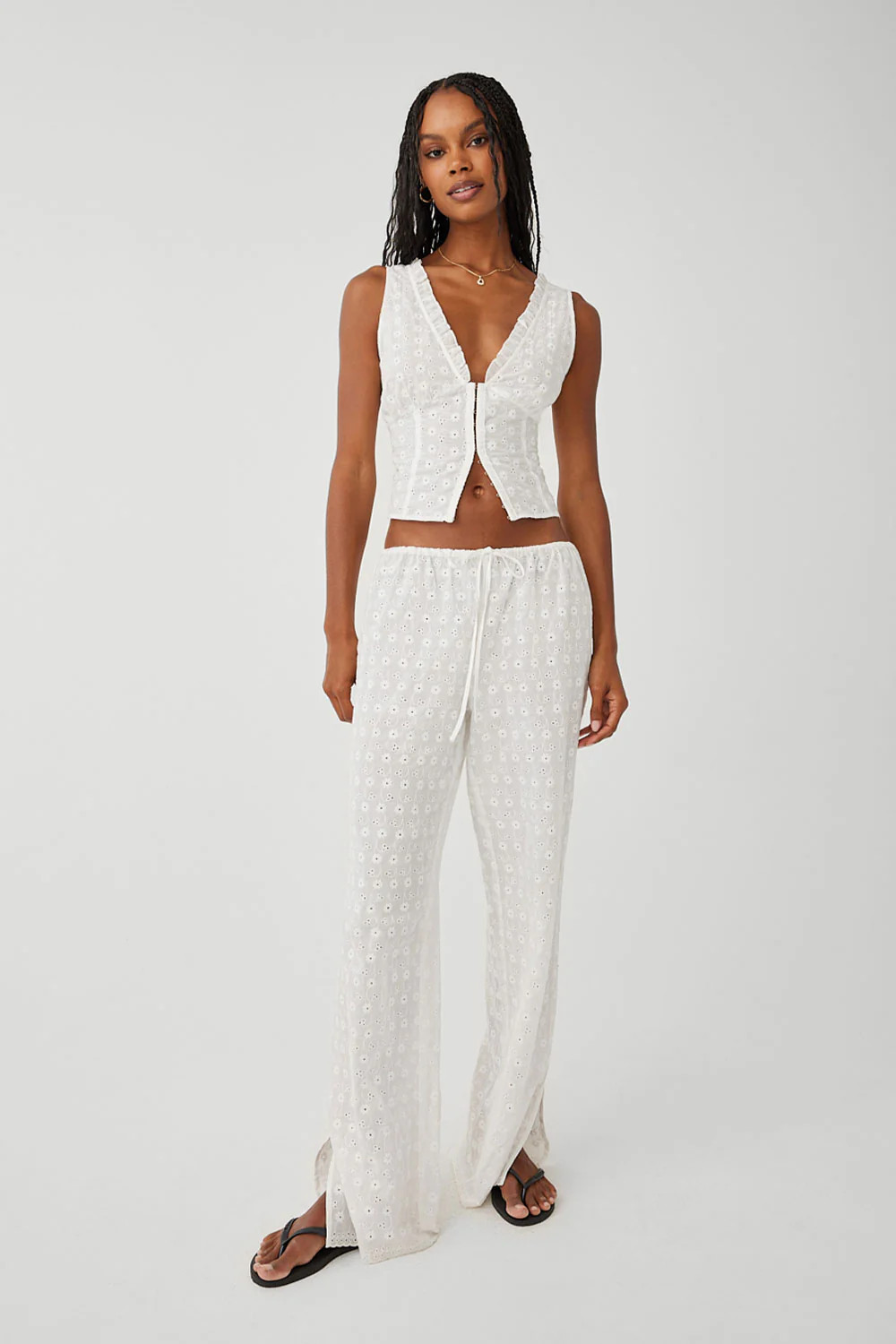 Daisy Eyelet Low Rise Pant | Frankies Bikinis