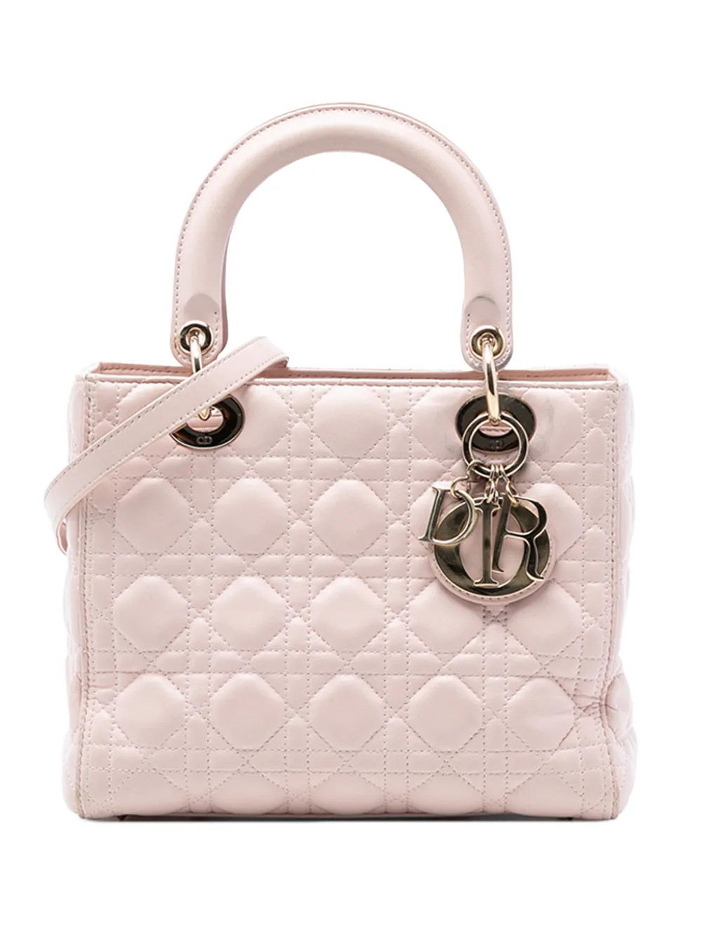 Christian Dior Pre-Owned 2014 Medium Lambskin Cannage Lady Dior satchel - Pink | Farfetch Global