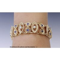 Gorgeous 14K Yellow Gold Sapphire Brilliant Diamond Bracelet | Etsy (US)