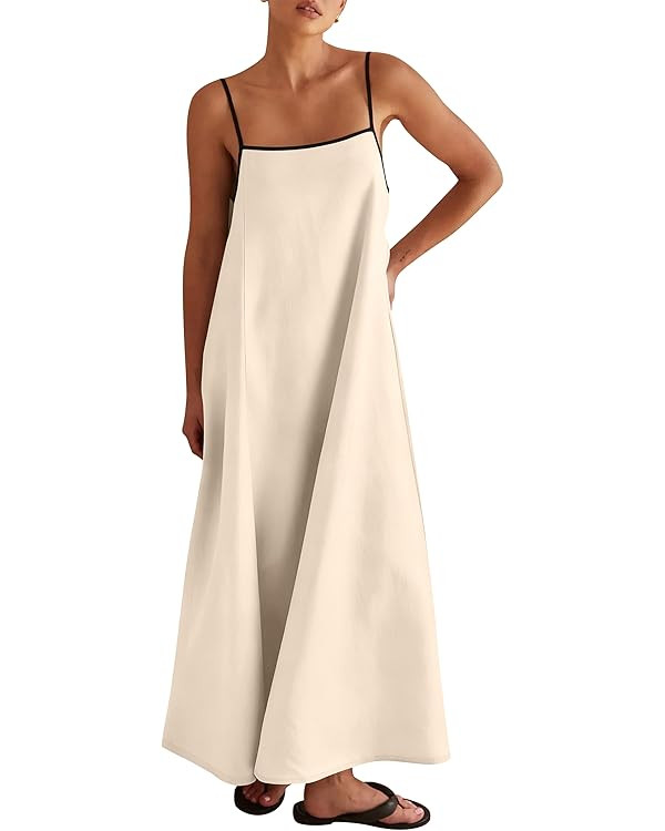 ANRABESS Womens Summer Maxi Dress Casual Spaghetti Straps Sundress Flowy Long Dresses with Pocket... | Amazon (US)