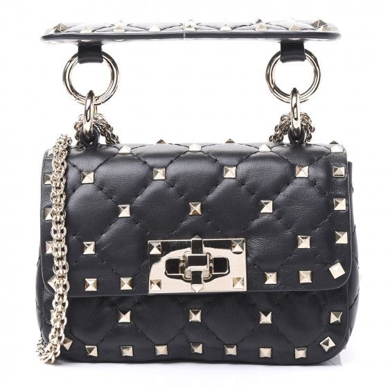 VALENTINO Nappa Micro Rockstud Spike Shoulder Bag Black | FASHIONPHILE | Fashionphile