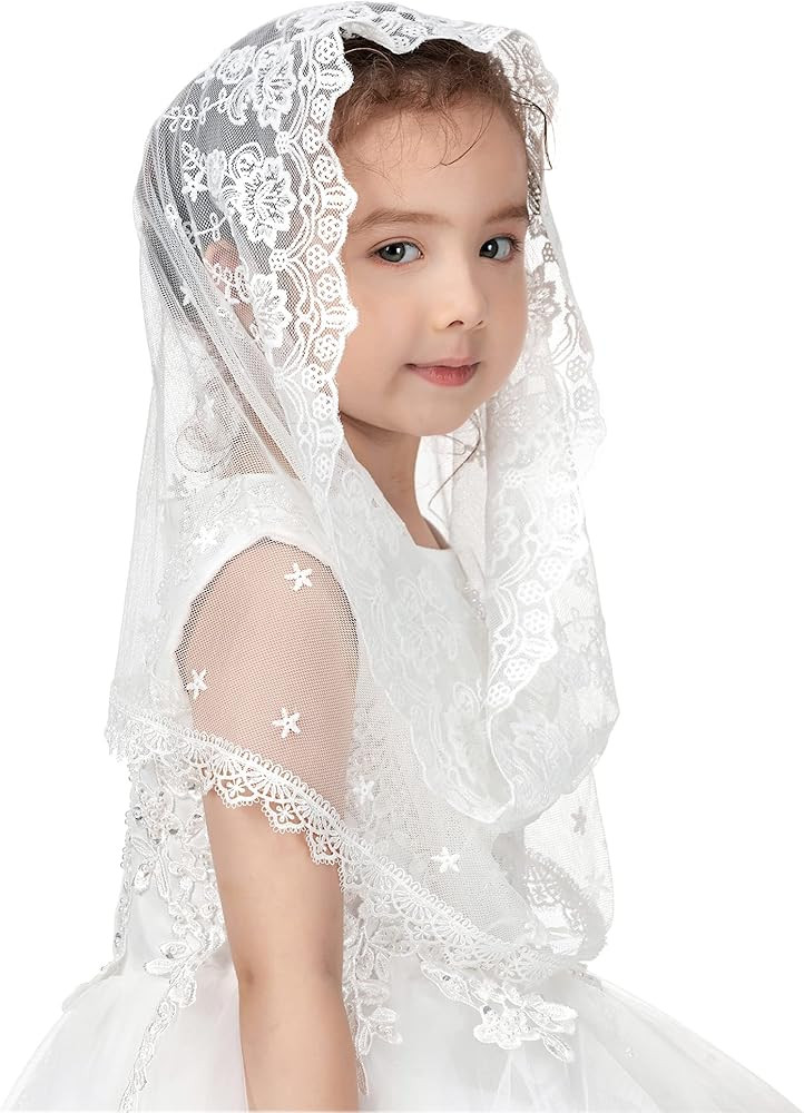 PAMOR Infinity First Communion Veils for Girls Lace Chapel Veil Mantilla Veils Latin Mass Church ... | Amazon (US)