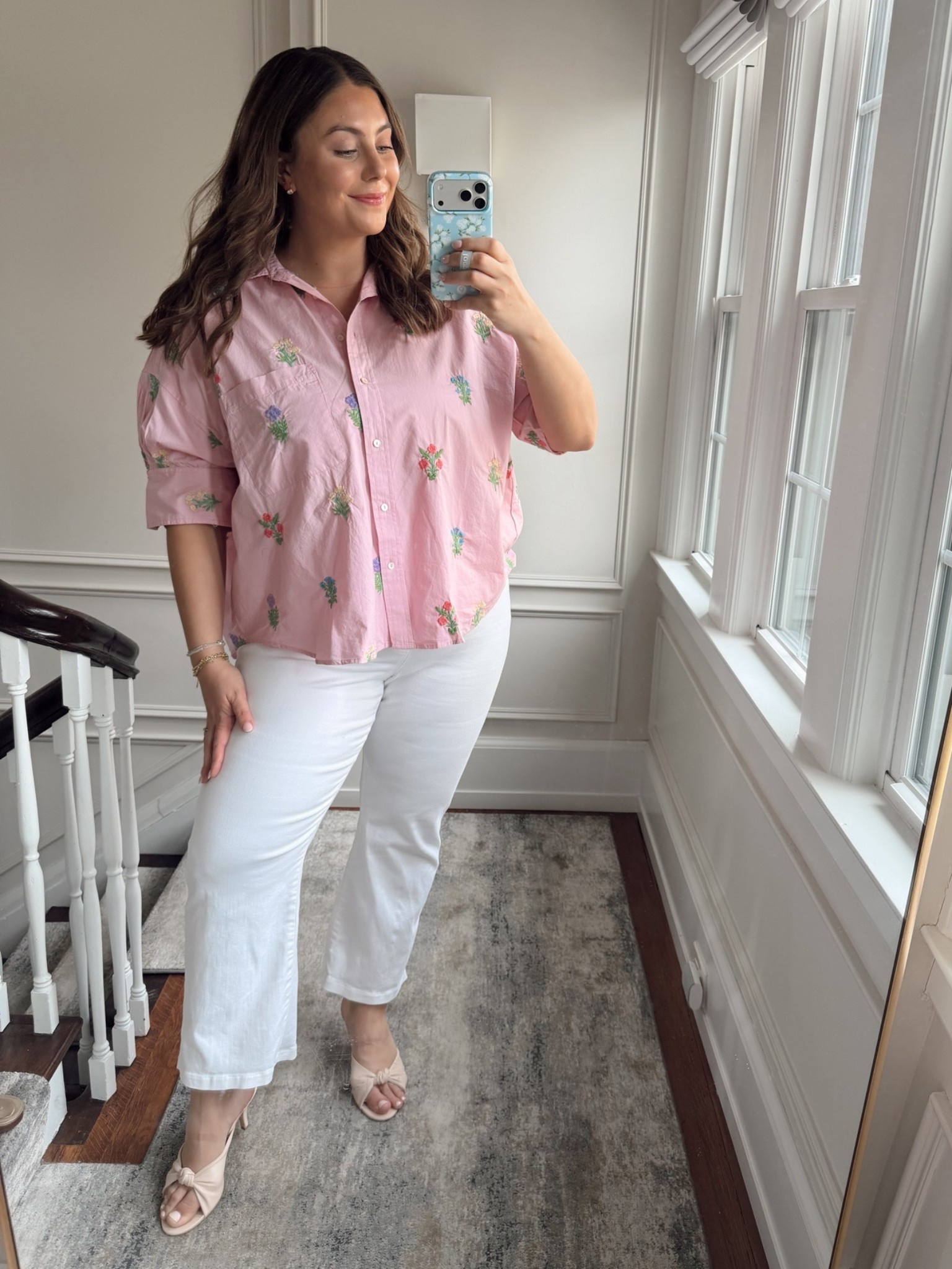 Wearing size 1X in top - spring outfit // spring top // button down top // embroidered top

#LTKootd #LTKSeasonal #LTKMidsize