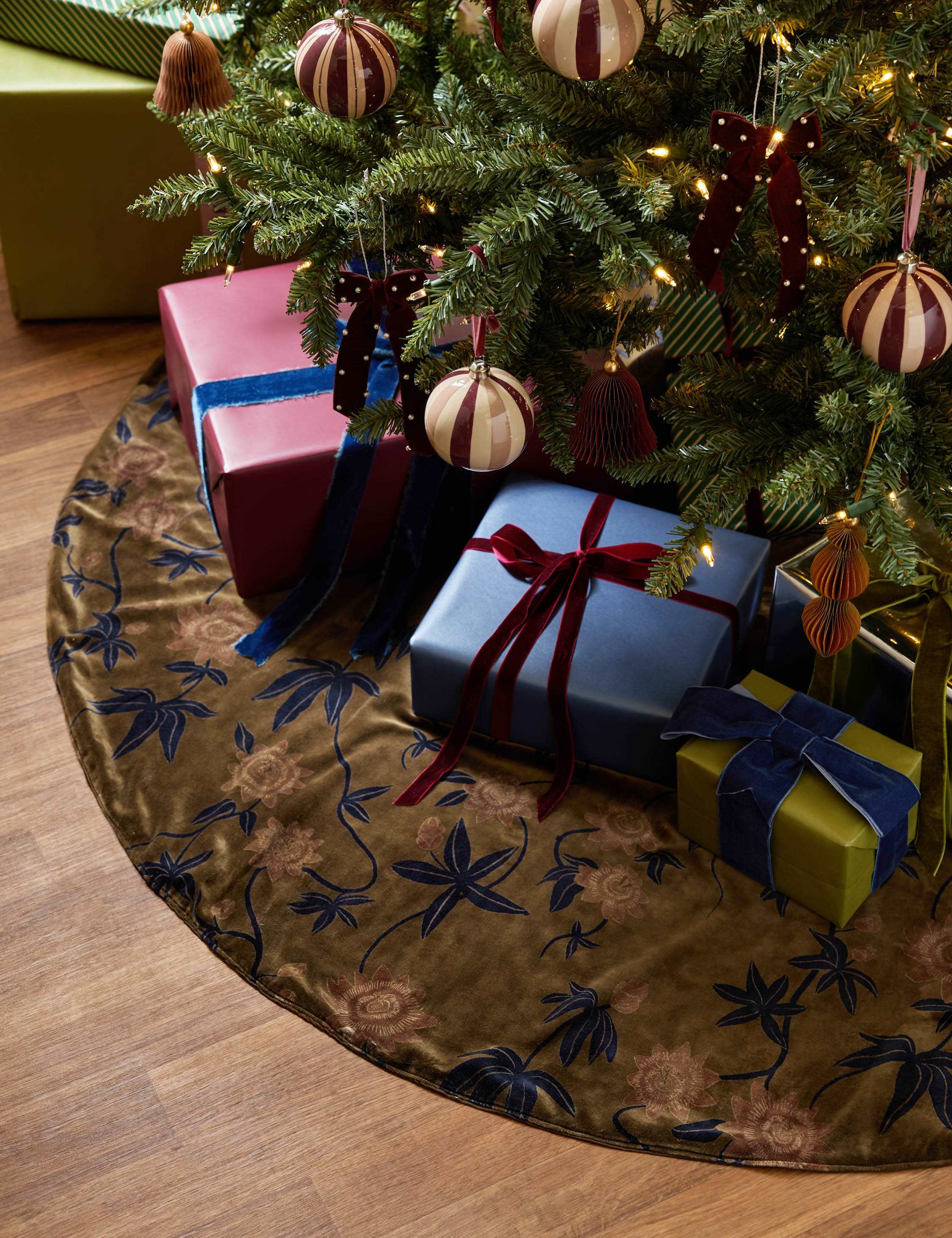 Royce Velvet Tree Skirt, Taupe | Lulu and Georgia 