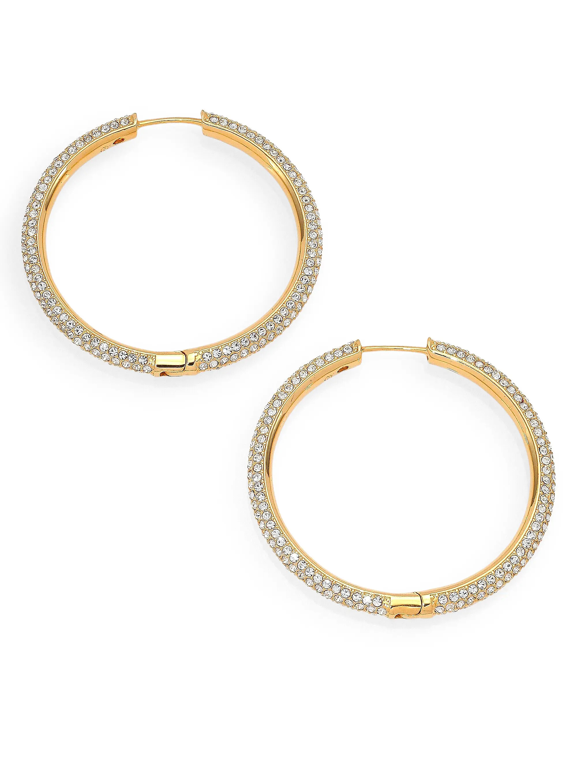 Adriana Orsini 18K-Gold-Plated &amp; Pavé Crystal Hoop Earrings | Saks Fifth Avenue | Saks Fifth Avenue
