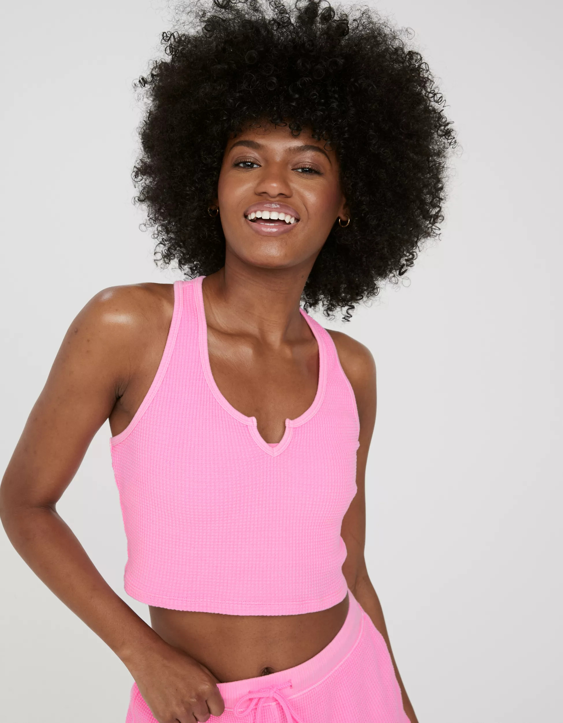 OFFLINE By Aerie WOW! Waffle Cropped Tank | Aerie