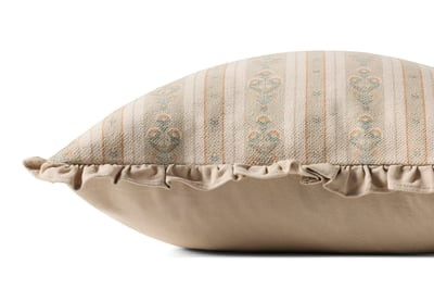 Liesel Pillow PCJ-0040 Ivory Cotton Striped | Rugs Direct