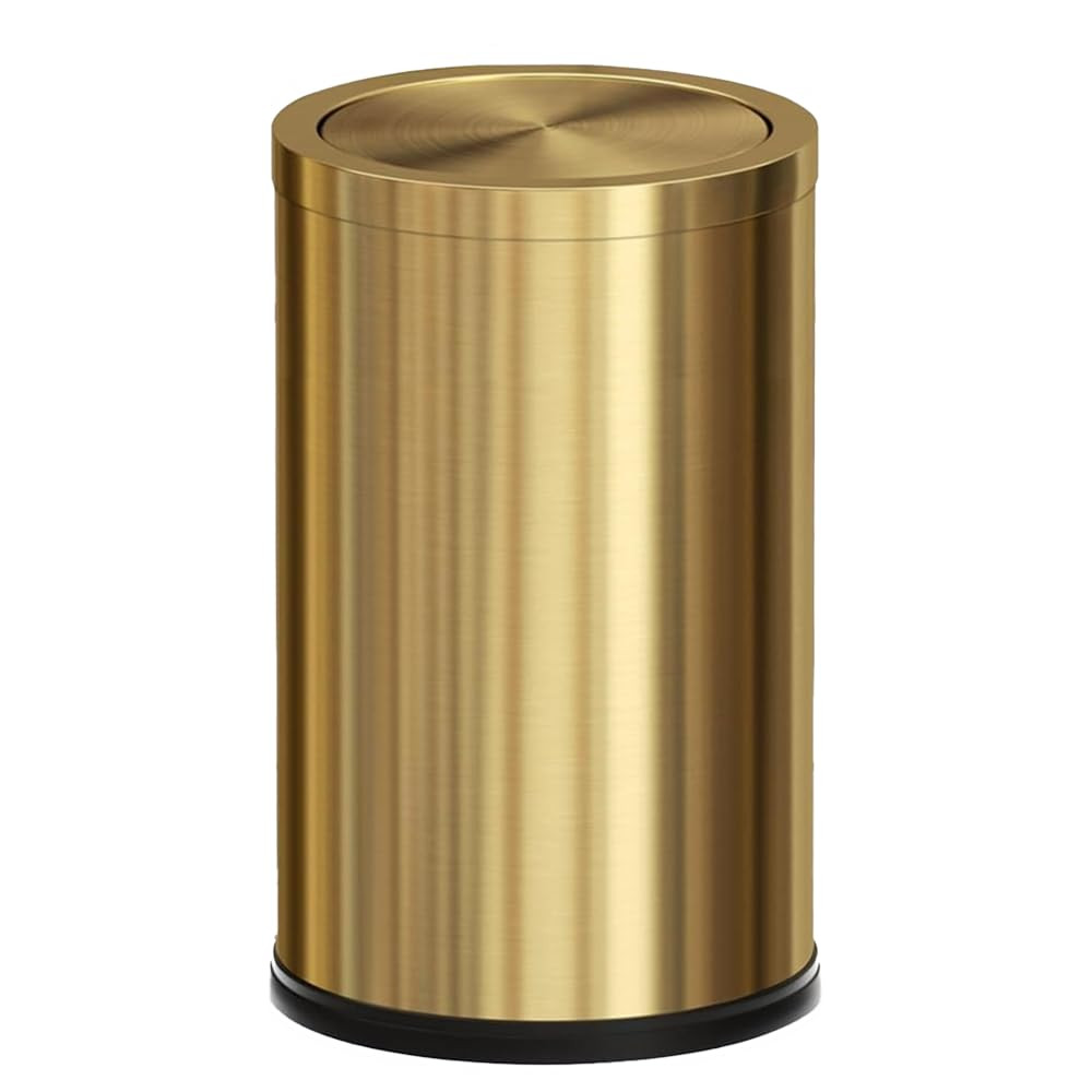Gold 4.7GAL Kitchen Trash Can with Lid, Cylindrical, 9.64" H x 9.64" W x 9.64" D, Stainless Steel... | Amazon (US)