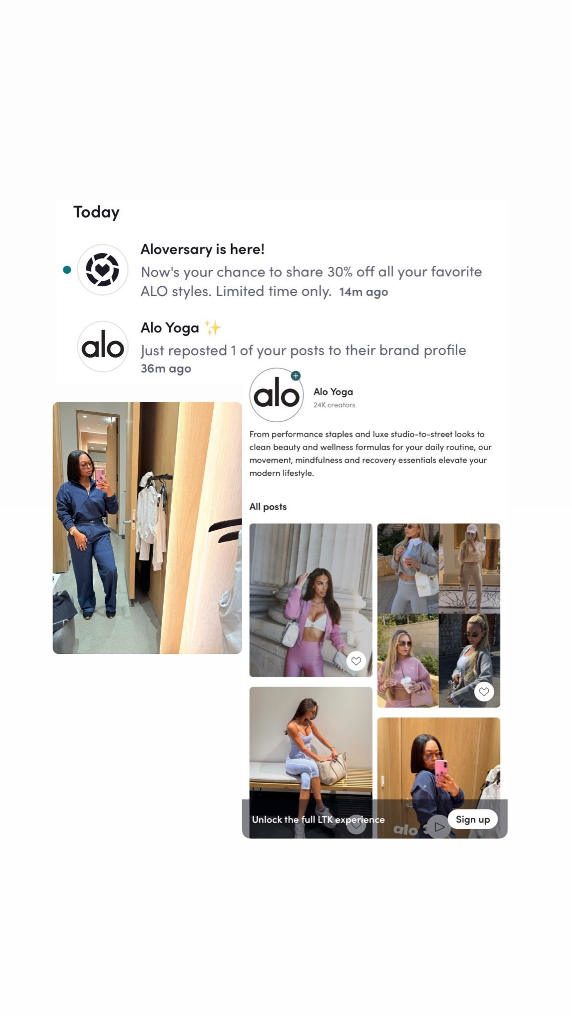 Honored to be featured by @Alo Yoga a brand that I genuinely love 🫶🏽 Also thank you all for continuing to shop my LTK 🛍️ 

It’s still aloversary 🚨 30% off site wide

#LTKActive #LTKU #LTKvlog