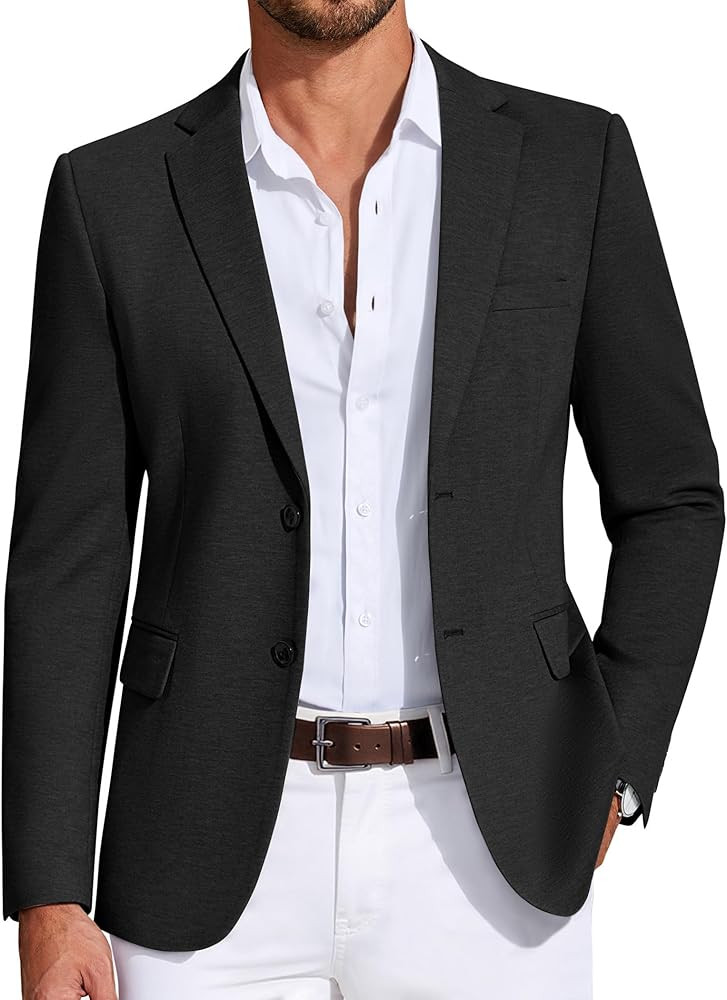 COOFANDY Mens Casual Blazer Knit Sport Coat Lightweight Two Button Suit Jacket | Amazon (US)
