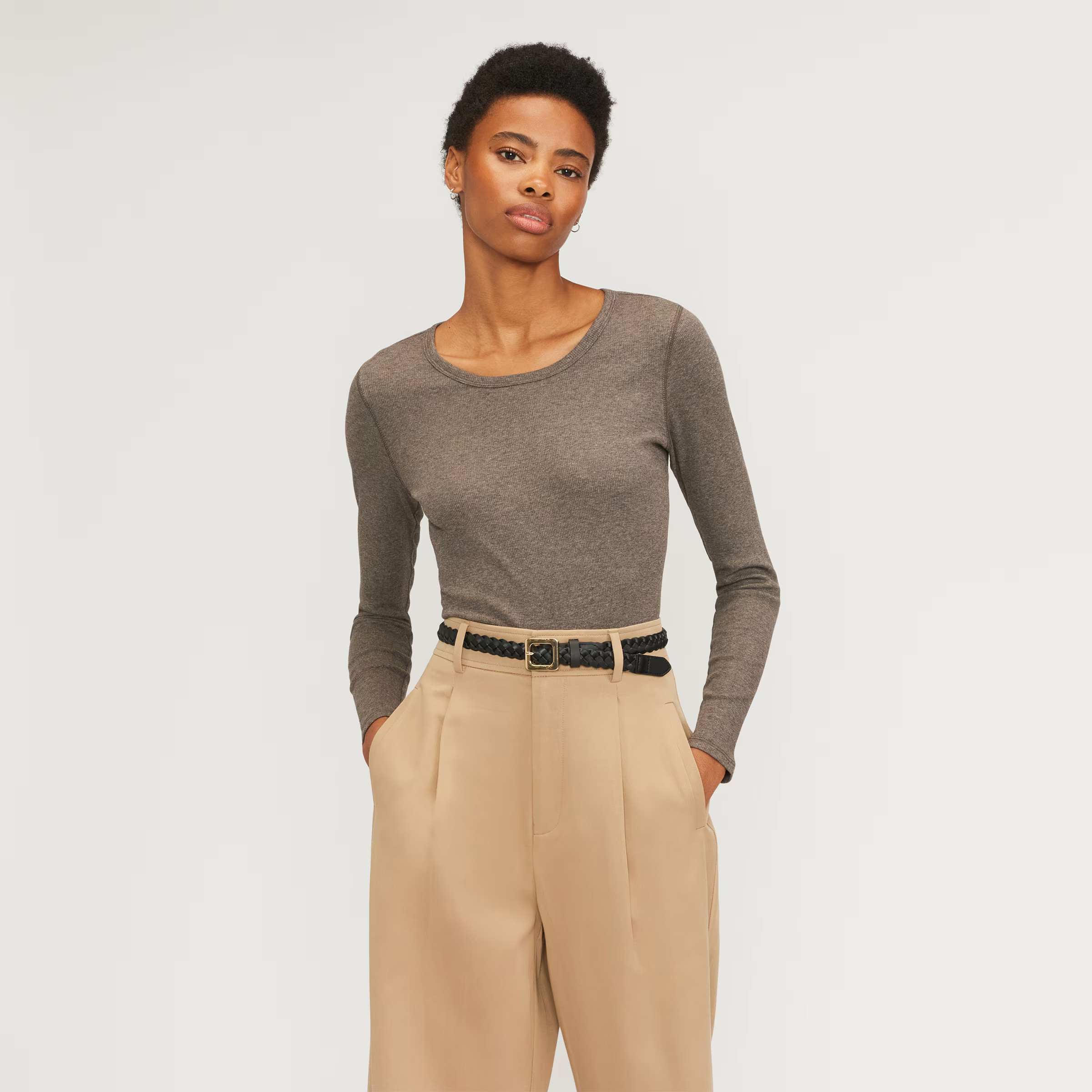 The Supima® Micro Rib Cropped Long-Sleeve Crew | Everlane