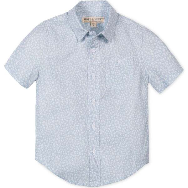 Linen Short Sleeve Shirt, Blue Chateau Ditsy | Maisonette