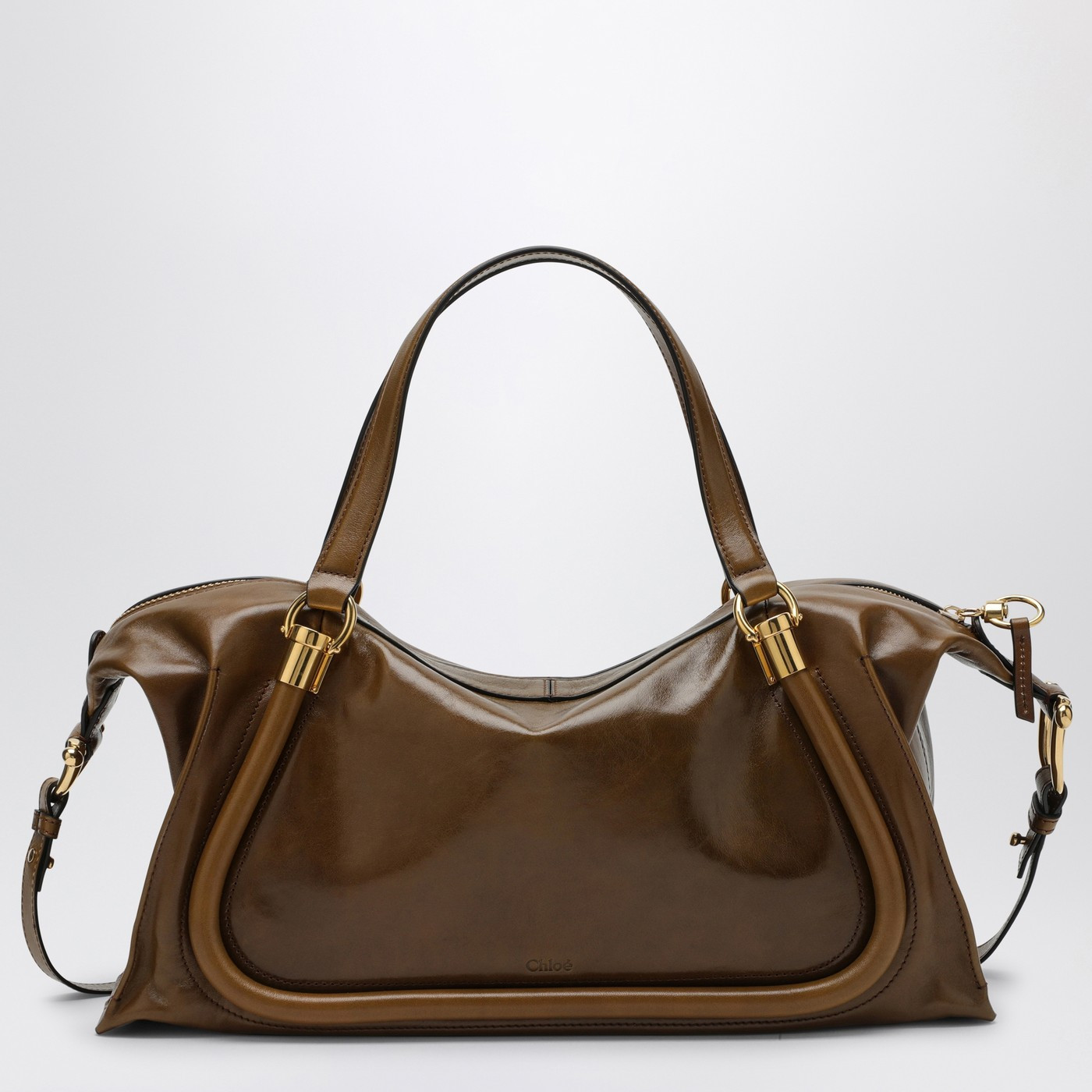Paraty 24 bag in shiny bronze-brown leather | The Double F