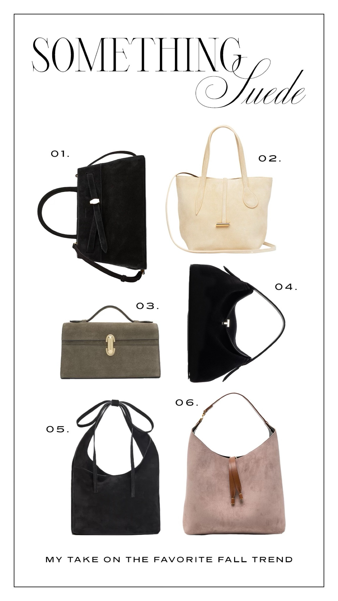 Suede Bags are going to be the best accessory for this Fall/Winter. So chic!