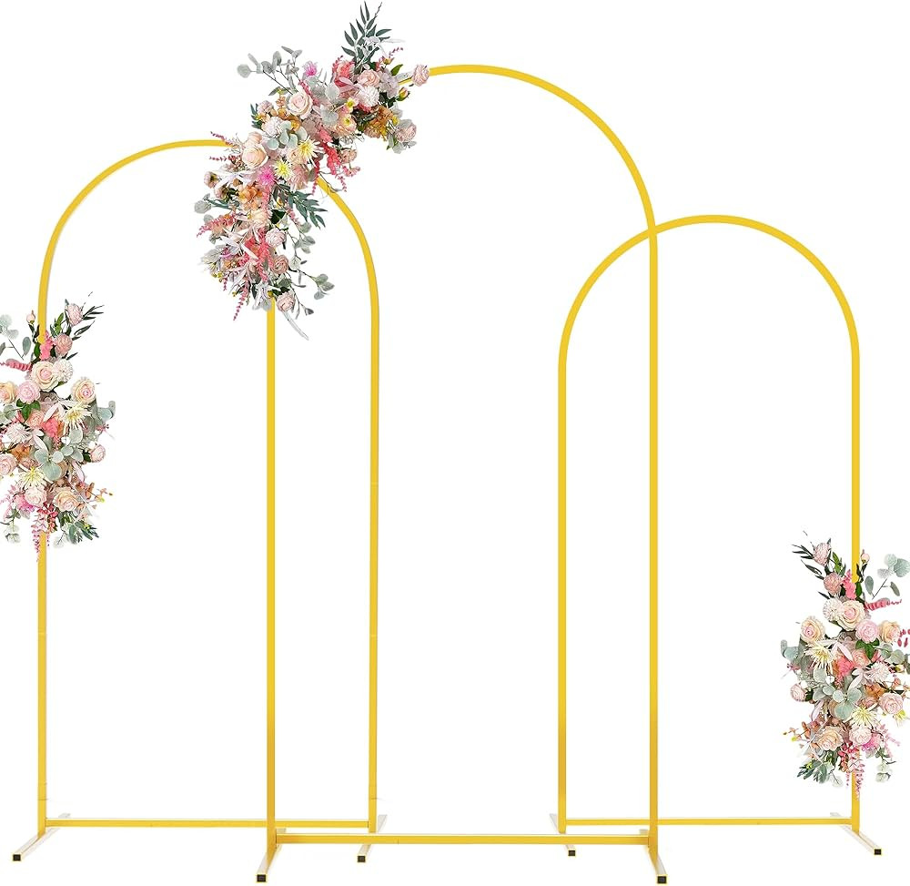 Wedding Arch Backdrop Stand Set of 3 (6FT/5FT/4FT) Gold Metal Arch Backdrop Stands for Wedding Bi... | Amazon (US)