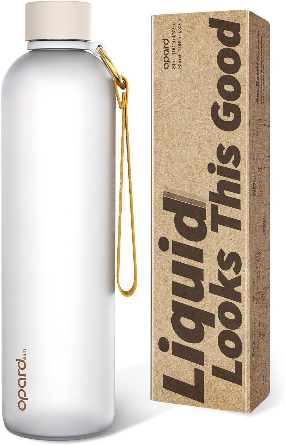Opard Slim Water Bottle 32oz, Dishwasher Safe Plastic Water Bottle BPA-Free, Leakproof Screw Top, Cream White, Reusable for Travel School Sport Gym Hiking | Amazon (US)