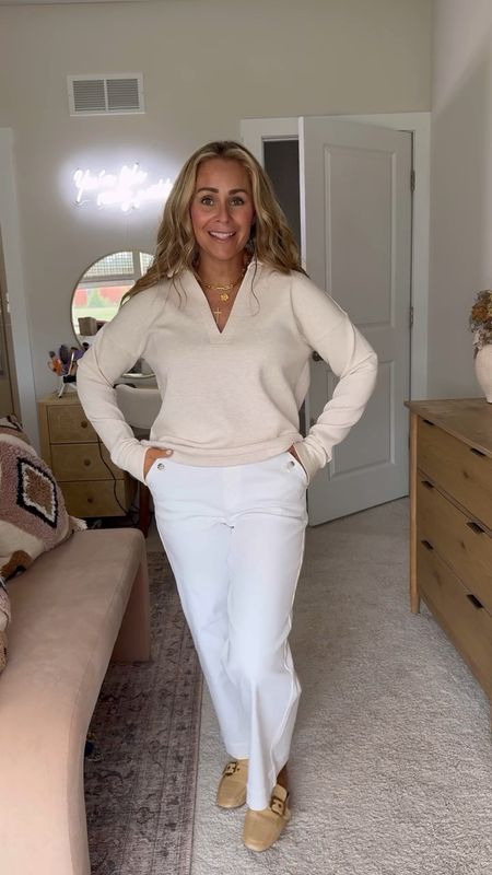 Use code CLAIRETXSPANX to save 10% sitewide! I am wearing a Medium in the white denim and oversized sweater. The denim is stretchy but does run a little small. If you want the sweater to be more form fitting order a size down 🙌🏼

#LTKworkwear #LTKstyletip #LTKSeasonal