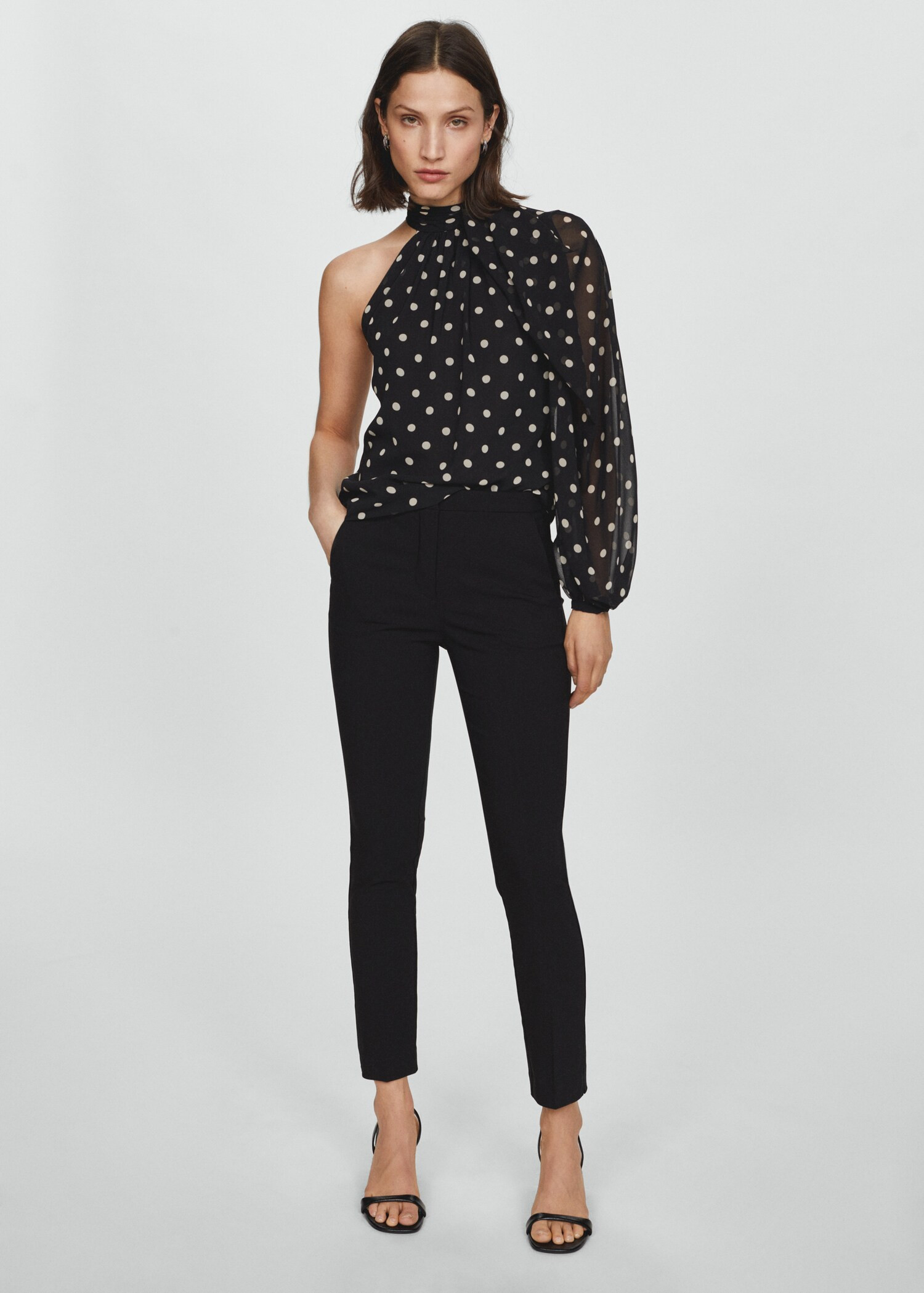 Asymmetric polka dot blouse | MANGO (US)