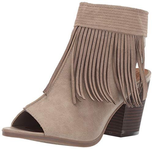 Sugar Women's Valera Peep-Toe Open Back Block Heel Fringe Ankle Bootie Boot | Amazon (US)