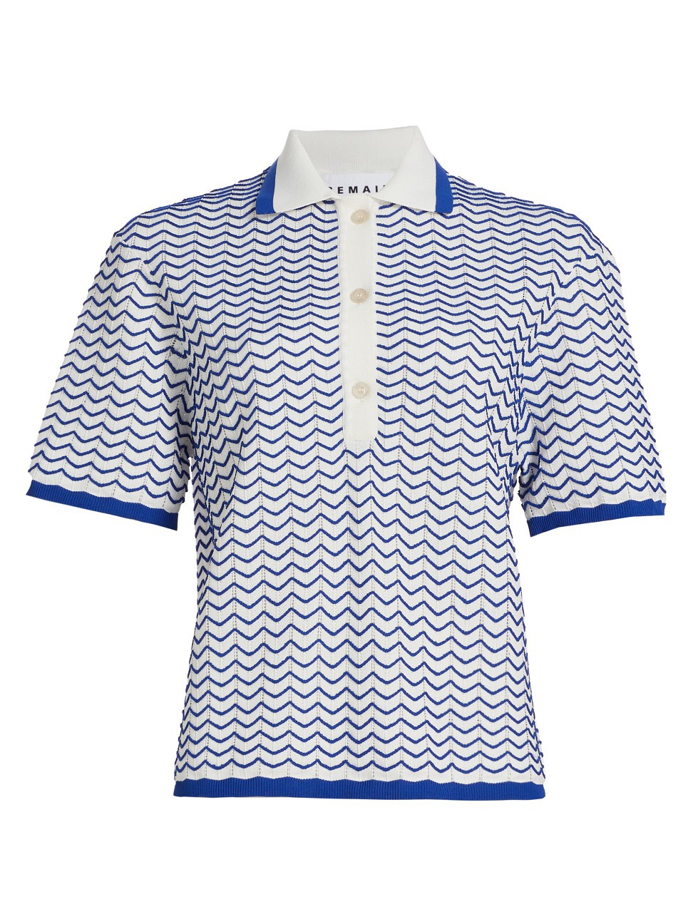 Women's Wave Knit Polo Top - Bright White Comb - Size 2 | Saks Fifth Avenue