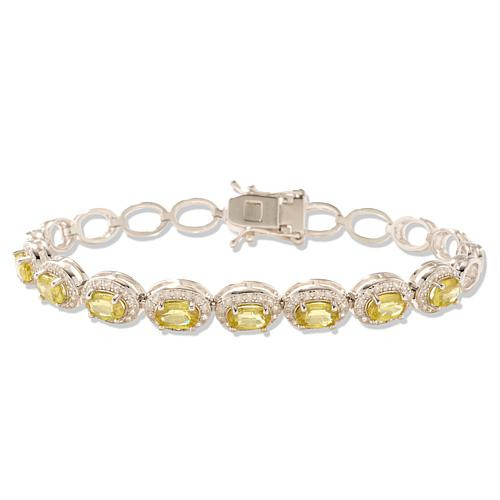Colleen Lopez Sterling Silver Yellow Sphene and White Zircon Bracelet - Silver - Size Small | HSN