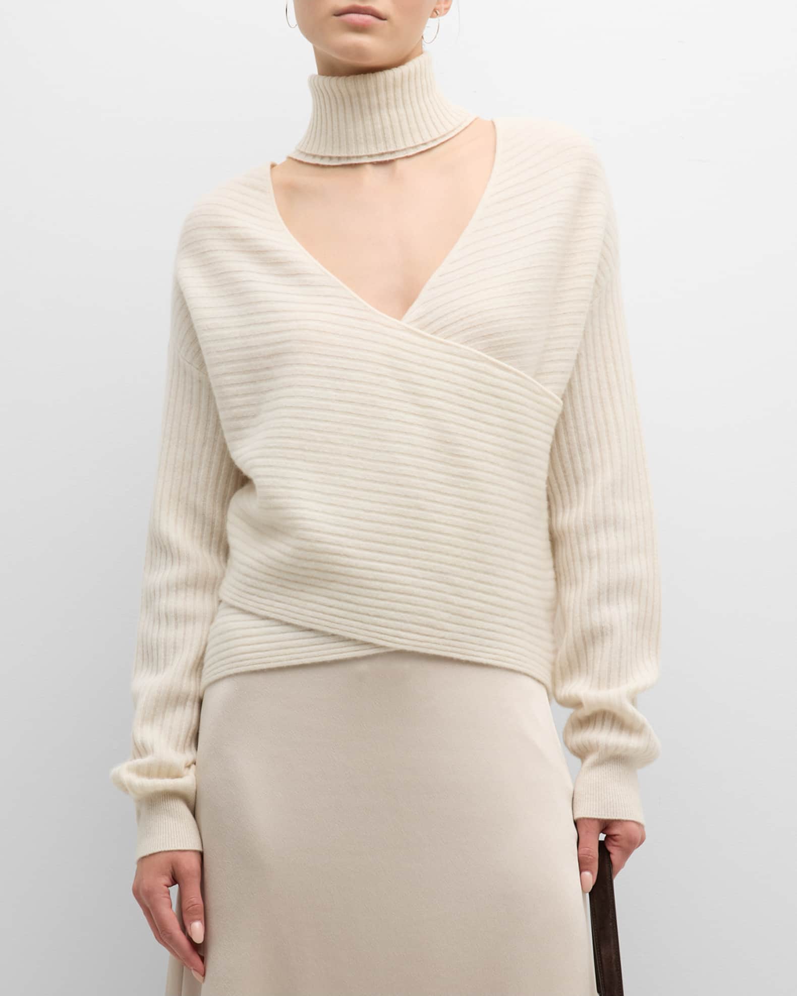 Cashmere Cutout Reversible Turtleneck Sweater | Neiman Marcus