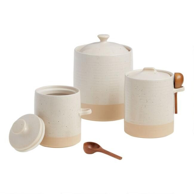 Two Tone Farmhouse Ceramic Storage Canister | World Market