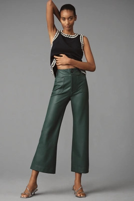 The Colette Cropped Wide-Leg Pants by Maeve: Faux-Leather Edition | Anthropologie (US)