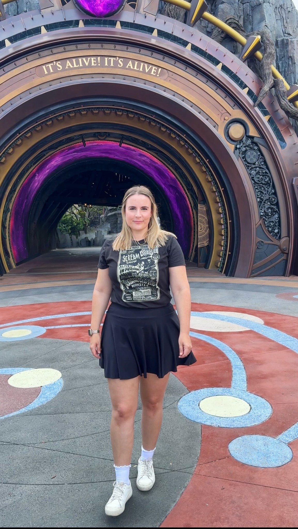 The perfect fit for your next Epic Universe, Halloween Horror Nights, or casual spooky vibe kind of day. Wearing a L in the top, XL in the skirt, and 8.5 in the shoes. 

#LTKFindsUnder50 #LTKFindsUnder100