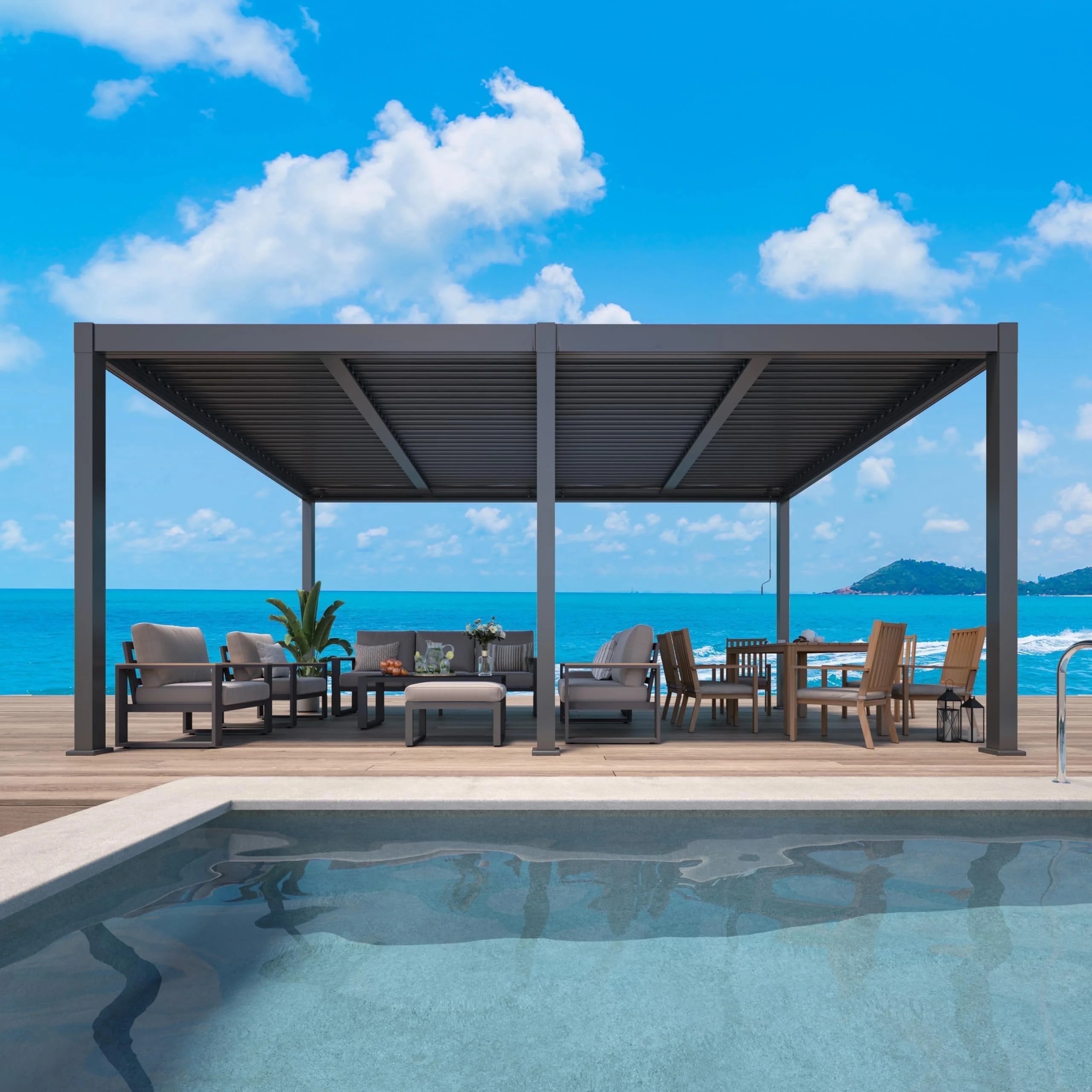 Heynemo 12'x20' Adjustable Louvered Pergola, Heavy-Duty Aluminum Outdoor Pergola, Adjustable Meta... | Walmart (US)