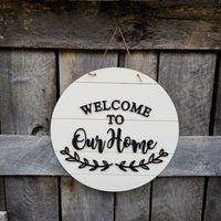 Welcome Sign  Welcome To Our Home  Welcome Door Hanger  Shiplap Sign  Farmhouse Decor  Wall Hanging  Rustic  Wooden Sign | Etsy (US)