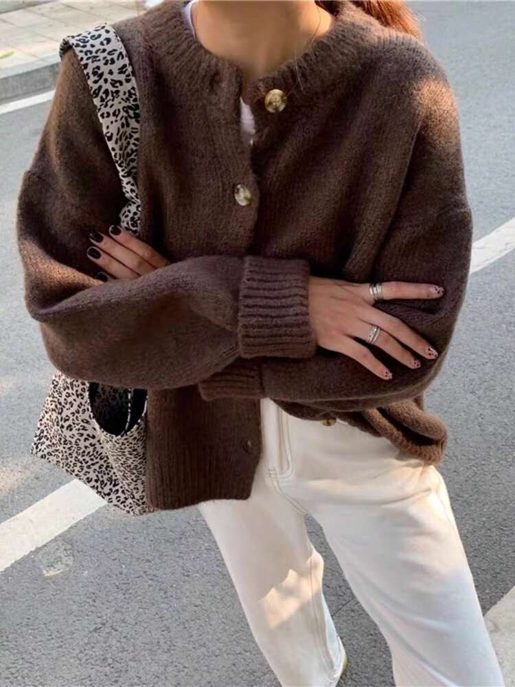 EAVA Women's Sweater Coat Retro Slouchy Commuter Loose Knitted Cardigan Suitable For Autumn And Winter, Streetwear Women, Old Money Style Women | SHEIN