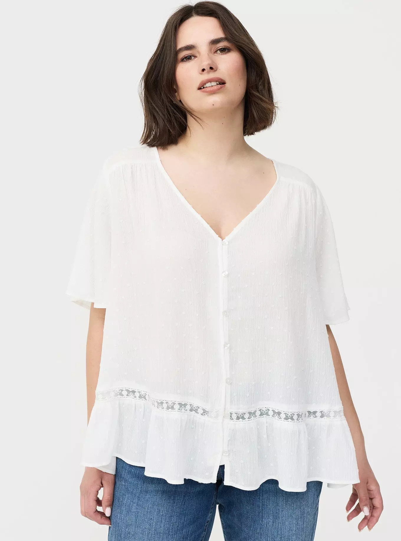 Button Front Pintuck Top | Torrid (US & Canada)
