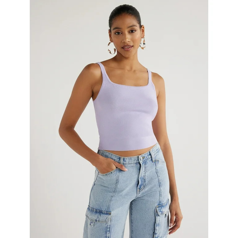Scoop Women's Cropped Sweater Knit Tank Top, Sizes XS-XXL | Walmart (US)