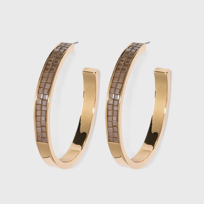 Inlaid Bead Hoop Earrings - A New Day&#8482; Gold | Target