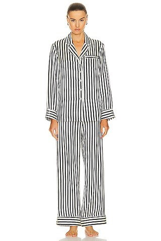 Olivia von Halle Lila Pajama Set in Nika Core | FWRD | FWRD 