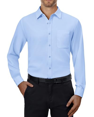 Alimens & Gentle Blue Dress Shirt Men Stretch Long Sleeve Button Down Shirt | Amazon (US)