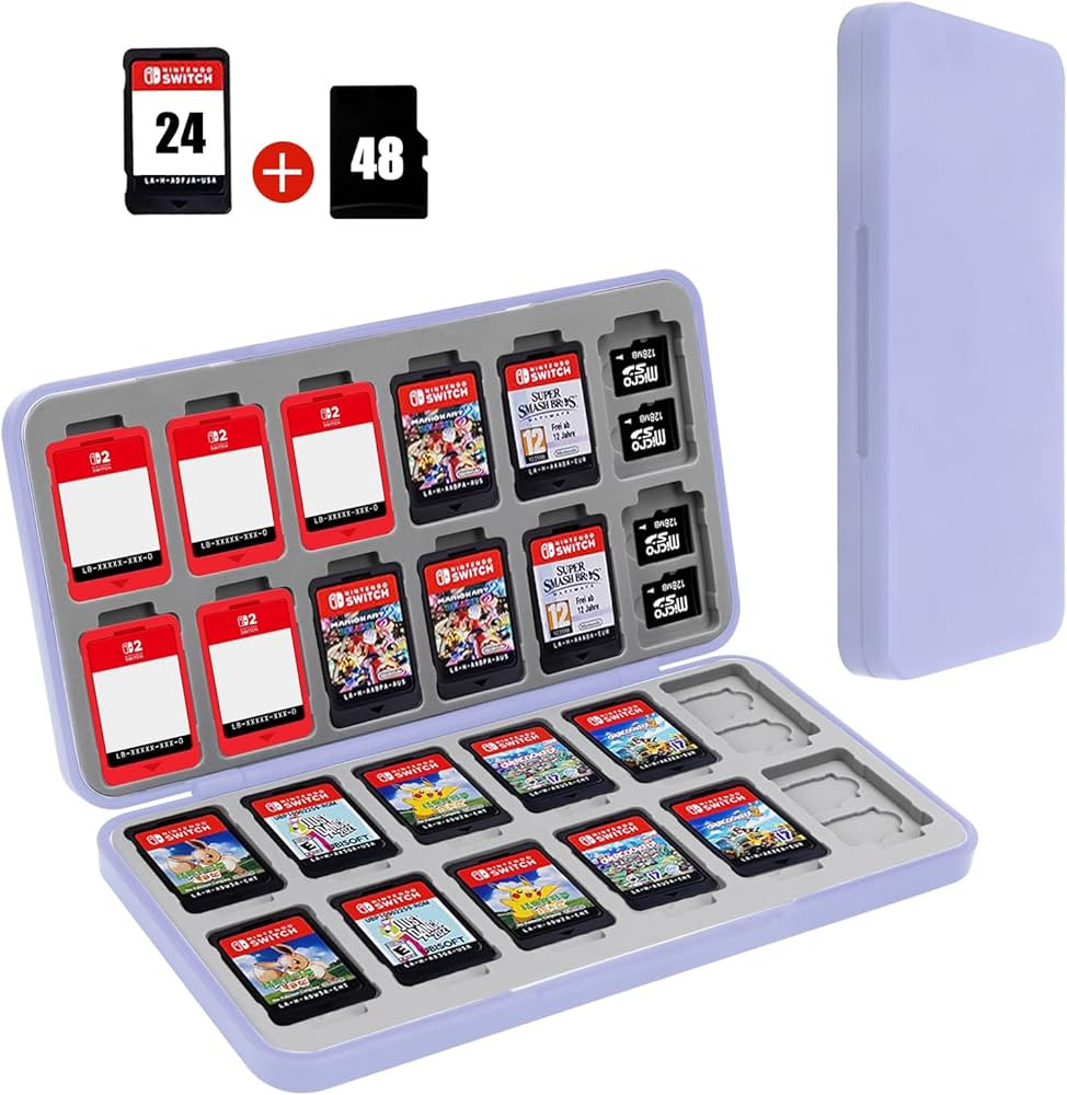 FYY Nintendo Switch Game Case Holder for Switch 2 Cartridge Case with 24 Game Card Slots & 48 Mic... | Amazon (US)