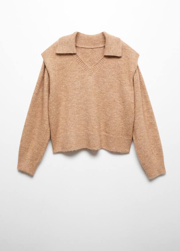 Polo-neck sweater with shoulder pads | MANGO (US)