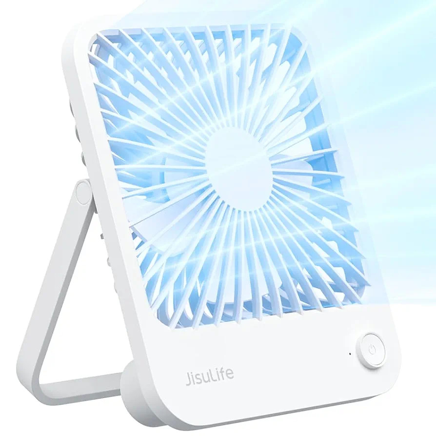 JISULIFE Desk Fan Battery Rechargeable, 4500mAh 180°Foldable Portable Personal Fan, 4 Speeds Adj... | Amazon (US)