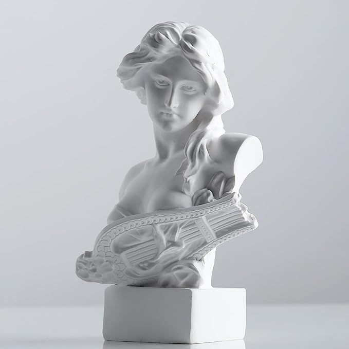 Musical Greek Goddess Statue Decor,6 Inch Roman Bust Sculpture Home Decor,White Resin Artemis Sta... | Amazon (US)
