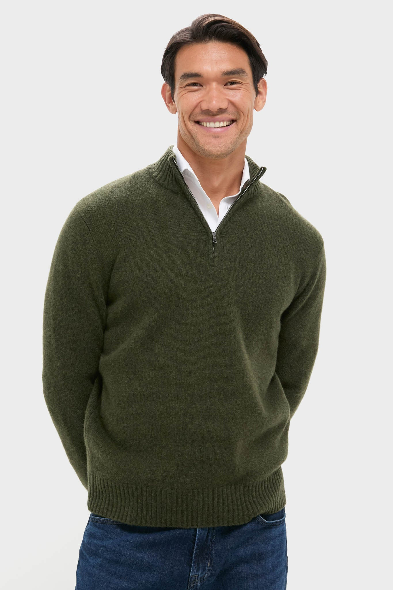 Green Cashmere Knit Quarter-Zip | Tuckernuck (US)
