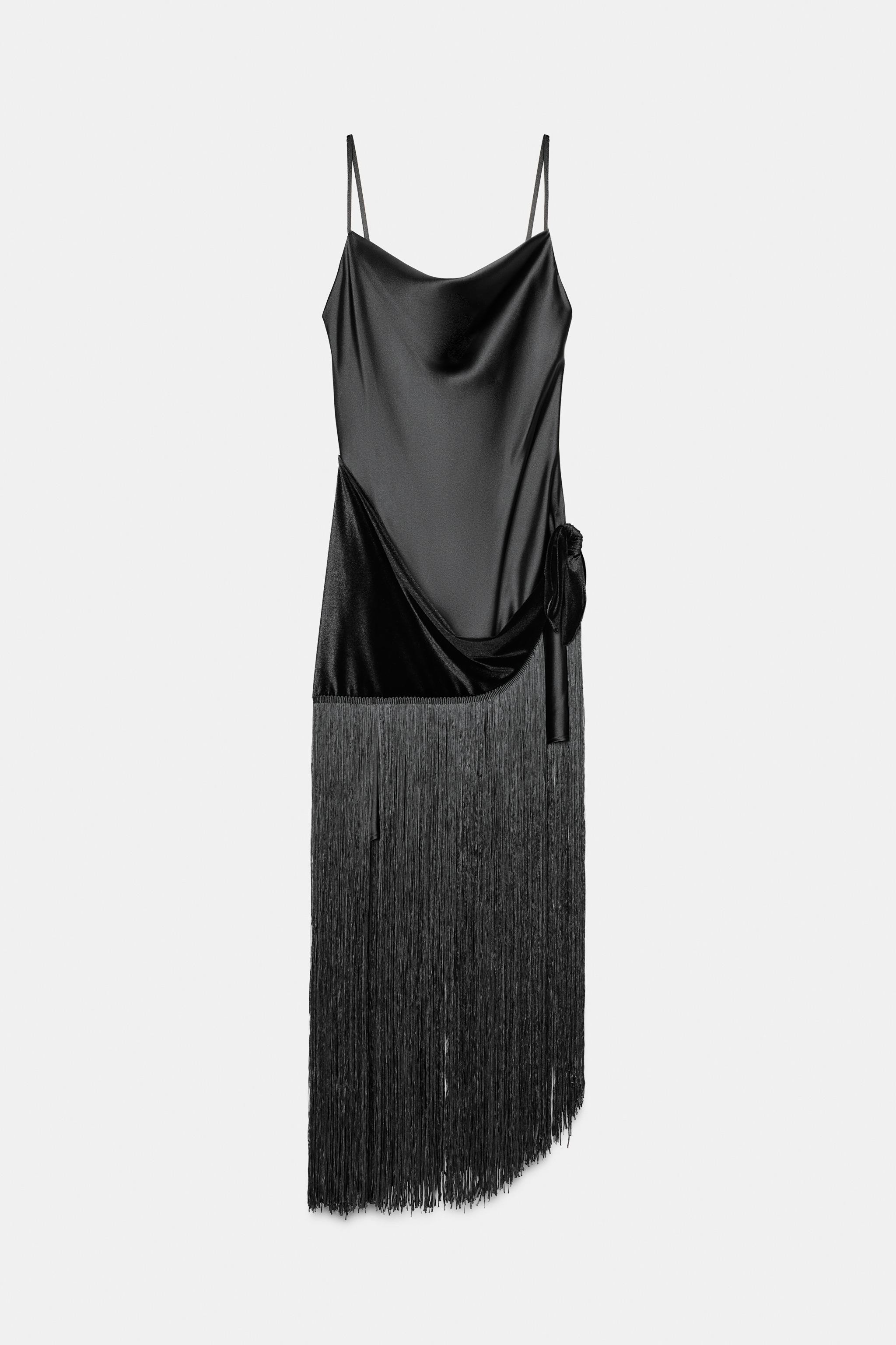 COMBINATION FRINGE LONG DRESS | Zara US